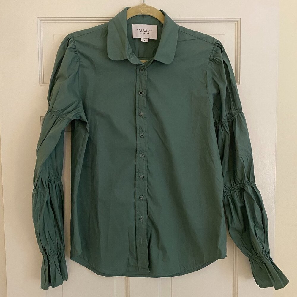 The Shirt: Blue Blouse with Puff Sleeve Detail